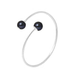 Bracciale con perle coltivate d'acqua dolce nere di Tahiti, argento 925 millesimi