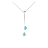 Collana Toi & Moi 2 Perle Coltivate 7-8 mm Blu Turchese-Argento