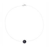 Collana- Perla coltivata- Diametro 9-10 mm Nera Tahiti- Argento