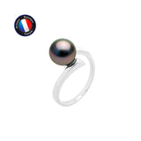 Anello- Perle di Tahiti- Diametro tondo 8-9 mm- Oro bianco