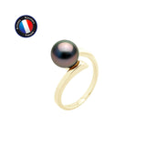 Anello- Perle di Tahiti- Diametro tondo 8-9 mm- Oro giallo