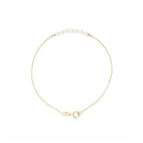 Bracciale - 7 Perle Coltivate Diametro 3-4 mm Bianco - Oro Giallo