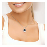 Collana in argento Moon Perla coltivata d'acqua dolce nera di Tahiti - Diametro 9-10 mm