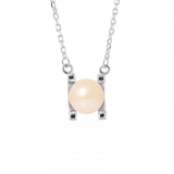 Collana in argento 2K con perle d'acqua dolce coltivate rosa rotonde 7-8 mm