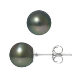 Orecchini in argento con perle coltivate di Tahiti - Diametro 8-9 mm