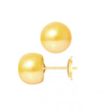 Orecchini - Perle coltivate d'acqua dolce - Bottone Diametro 9-10 mm Oro - Gioielli da donna - Oro giallo