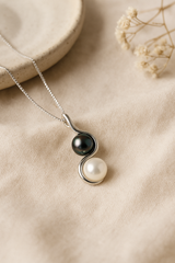 Collana Toi & Moi in Argento con perle di Tahiti e perle d'acqua dolce