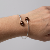 Bracciale - Perle Coltivate D'acqua Dolce Diametro 9-10 mm Cioccolato - Argento 925 millesimi