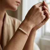 Bracciale - Perla coltivata d'acqua dolce - Diametro 3-4 mm Oro bianco-bianco