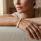 Bracciale - Perle coltivate d'acqua dolce - Semitonde 5-6 mm Bianco - Gioielli da donna - Argento 925 millesimi