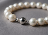 Bracciale - Perle coltivate d'acqua dolce - Semitonde 8-9 mm Bianco naturale - Gioielli da donna - Argento 925 millesimi