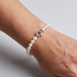 Bracciale - Perle coltivate d'acqua dolce - Semitonde 8-9 mm Bianco naturale - Gioielli da donna - Argento 925 millesimi
