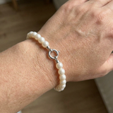 Bracciale - Perle coltivate d'acqua dolce - Semitonde 8-9 mm Bianco naturale - Gioielli da donna - Argento 925 millesimi