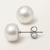 Orecchini a bottone - Perle coltivate d'acqua dolce - Diametro 9-10 mm Bianco