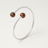 Bracciale - Perle Coltivate D'acqua Dolce Diametro 9-10 mm Cioccolato - Argento 925 millesimi