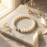 Bracciale - Perle coltivate d'acqua dolce - Semitonde 8-9 mm Bianco naturale - Gioielli da donna - Argento 925 millesimi