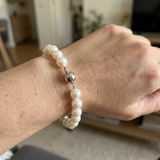 Bracciale - Perle coltivate d'acqua dolce - Semitonde 8-9 mm Bianco naturale - Gioielli da donna - Argento 925 millesimi