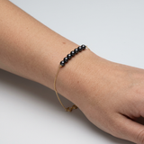 Bracciale - Perla coltivata d'acqua dolce - Diametro 3-4 mm Nera Tahiti - Oro giallo