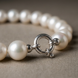 Bracciale - Perle coltivate d'acqua dolce - Semitonde 8-9 mm Bianco naturale - Gioielli da donna - Argento 925 millesimi