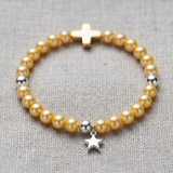 Bracciale portafortuna - Perla d'acqua dolce - Rotonda 5-6 mm Oro