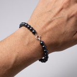 Bracciale - Perle coltivate d'acqua dolce - Semirotonde 5-6 mm Nero Tahiti - Argento