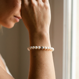 Bracciale - Perle coltivate d'acqua dolce - Semitonde 8-9 mm Bianco naturale - Gioielli da donna - Argento 925 millesimi