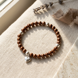 Bracciale portafortuna - Perla d'acqua dolce - Rotonda 5-6 mm Cioccolato