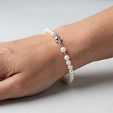 Bracciale - Perle coltivate d'acqua dolce - Semitonde 5-6 mm Bianco - Gioielli da donna - Argento 925 millesimi