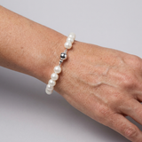 Bracciale - Perle coltivate d'acqua dolce - Semitonde 8-9 mm Bianco naturale - Gioielli da donna - Argento 925 millesimi