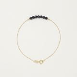 Bracciale - Perla coltivata d'acqua dolce - Diametro 3-4 mm Nera Tahiti - Oro giallo