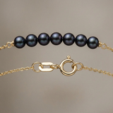 Bracciale - Perla coltivata d'acqua dolce - Diametro 3-4 mm Nera Tahiti - Oro giallo