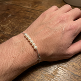 Bracciale - Perla coltivata d'acqua dolce - Diametro 3-4 mm Oro bianco-bianco