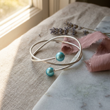 Bracciale - Perle coltivate d'acqua dolce Diametro 9-10 mm Blu turchese - Argento sterling 925