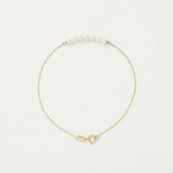 Bracciale - 7 Perle Coltivate Diametro 3-4 mm Bianco - Oro Giallo