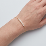 Bracciale - 7 Perle Coltivate Diametro 3-4 mm Bianco - Oro Giallo