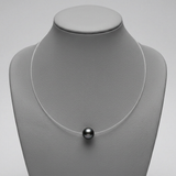 Collana- Perla coltivata- Diametro 9-10 mm Nera Tahiti- Argento