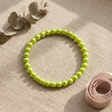 Bracciale Portafortuna - Perla d'acqua dolce - Rotonda 5-6 mm Verde tonico