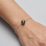 Bracciale - Perla coltivata d'acqua dolce - Diametro 8-9 mm Nera di Tahiti - Argento 925 millesimi