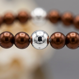Bracciale portafortuna - Perla d'acqua dolce - Rotonda 5-6 mm Cioccolato