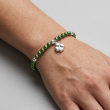 Bracciale Portafortuna - Perla d'acqua dolce - Rotonda 5-6 mm Verde intenso