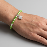 Bracciale Portafortuna - Perla d'acqua dolce - Rotonda 5-6 mm Verde tonico