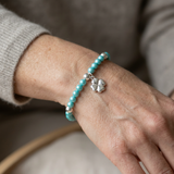 Bracciale portafortuna - Perla d'acqua dolce - Rotonda 5-6 mm Blu turchese