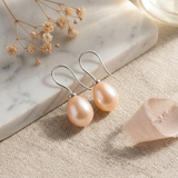 Orecchini - Bottone di perla coltivata d'acqua dolce 7-8 mm Rosa