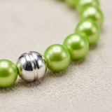 Bracciale Portafortuna - Perla d'acqua dolce - Rotonda 5-6 mm Verde tonico