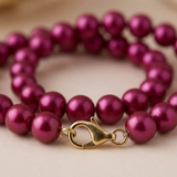 Bracciale portafortuna - Perla d'acqua dolce - Rotonda 5-6 mm Rosso ciliegia