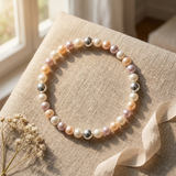 Bracciale Portafortuna - Perla d'acqua dolce - Rotonda 5-6 mm Multicolor