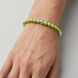Bracciale Portafortuna - Perla d'acqua dolce - Rotonda 5-6 mm Verde tonico