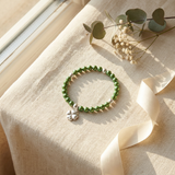 Bracciale Portafortuna - Perla d'acqua dolce - Rotonda 5-6 mm Verde intenso