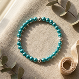 Bracciale portafortuna - Perla d'acqua dolce - Rotonda 5-6 mm Blu turchese