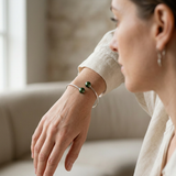 Bracciale - Perle Coltivate D'acqua Dolce Diametro 9-10 mm Verde Intenso - Argento Sterling 925